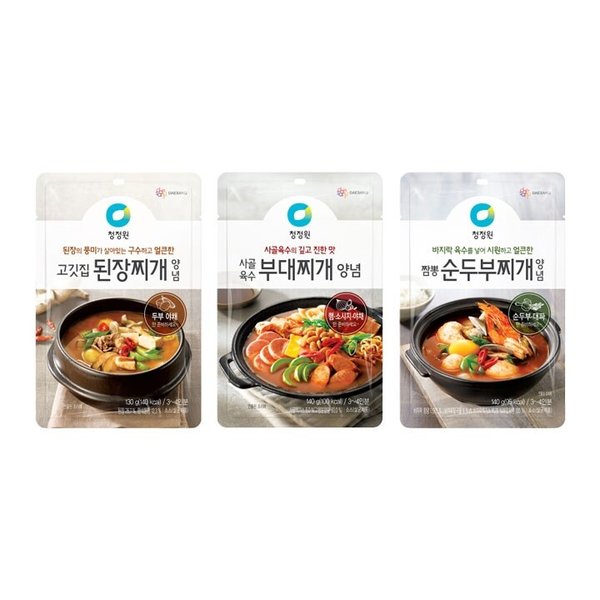 (G) 청정원 고메레시피 찌개 양념 3종(고깃집된장,부대찌개,짬뽕순두부) 골라담기