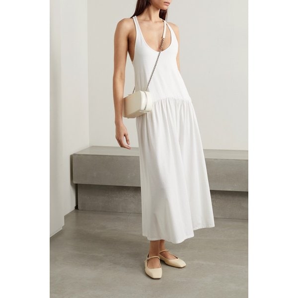 어나더 투모로우 Net Sustain 컷아웃 스트레치 저지 미디 드레스 화이트 1647597304804414