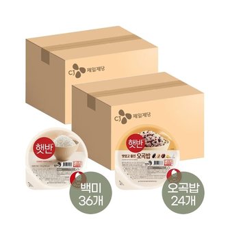 CJ제일제당 햇반 210g 36입 x1박스+오곡밥 210g 24입 x1박스(총 60개)