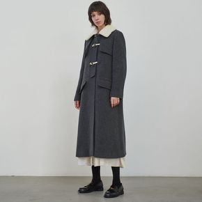 LAMB FUR COLLOR DUFFLE COAT_CHARCOAL