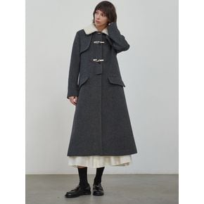 LAMB FUR COLLOR DUFFLE COAT_CHARCOAL