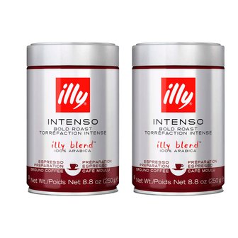  illy 일리 인텐소 볼드 로스트 100% 아라비카 그라운드커피 250g 2통 IIntenso Ground Espresso Coffee