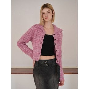 Color Blend Brush Knit Cardigan, Lavender Pink