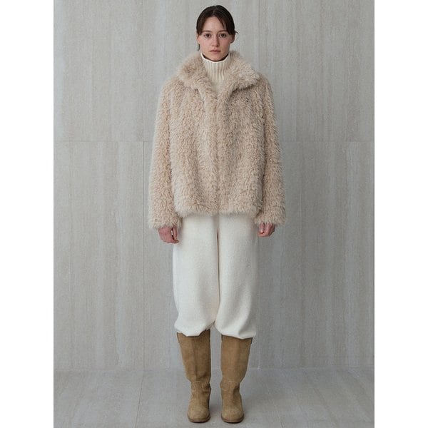 vintage fur half coat (beige)