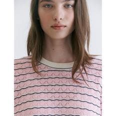 [정상가139,000원] Cotton Blend Stripe Pointel Pullover  Light pink (WE3551C01X)