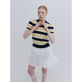 PETIT PUFF STRIPED COLLAR KNIT / YELLOW