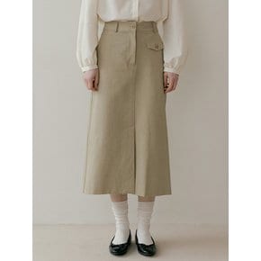 POCKET COTTON SKIRT - Khaki