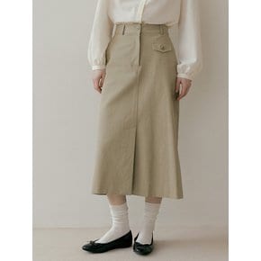 POCKET COTTON SKIRT - Khaki