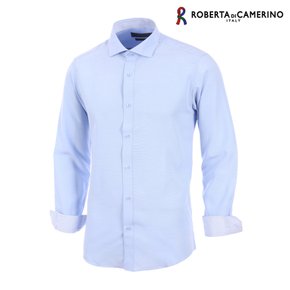 모달혼방 필라필 솔리드 슬림핏 블루 긴소매 셔츠 RA0-952-2
