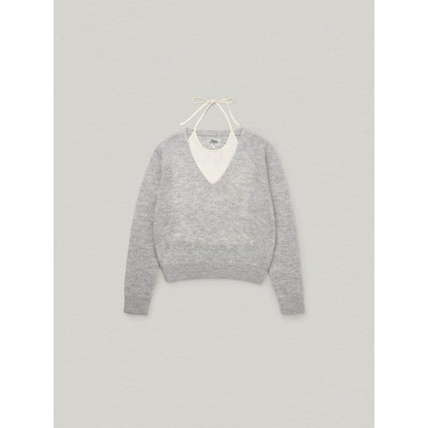 DOUCE V NECK KNIT [MELANGE WHITE]