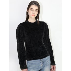 퍼프퍼 니트 블랙 티셔츠_ Puff Fur Knit BK TS