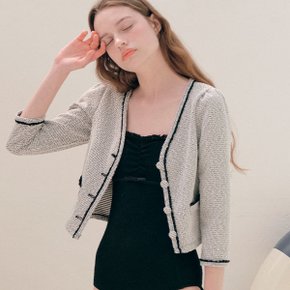 SHIRRING BEACH CARDIGAN BLACK