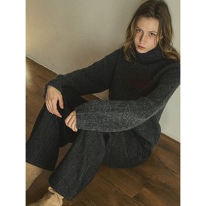 our lettering turtleneck wool knit_Charcoal