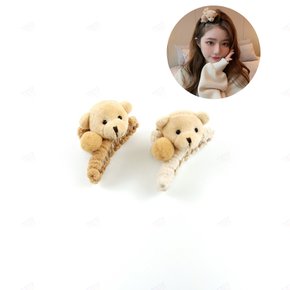곰돌이 머리핀 헤어핀 집게핀 귀여운 캐릭터 헤어 반묶음 곰 포인트 실 타래 동물 올림머리 핀