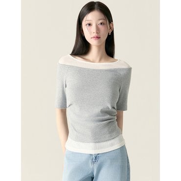 로엠 배색 레이어드 티셔츠_RMHWF37RT1
