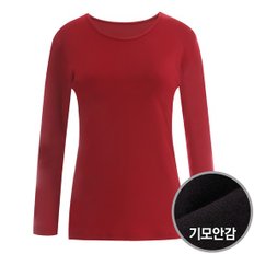 열풍 기모 국산 간절기 겨울 기능성 방한 얇은기모 여성 내복상의 HW-WUS-1697-버건디