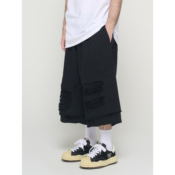 BERMUDA DESTROYED PANTS (BLACK)