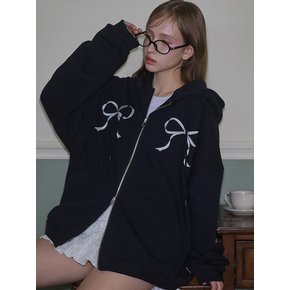 Sketch Ribbon Hood Zip-up [Navy]