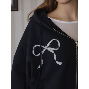 Sketch Ribbon Hood Zip-up [Navy]