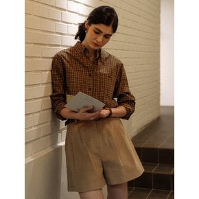 Classic grid check shirt(Brown)