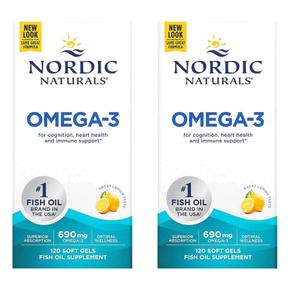 [해외직구] Nordic Naturals 노르딕내추럴 오메가3 345mg 레몬맛 120소프트겔 2팩