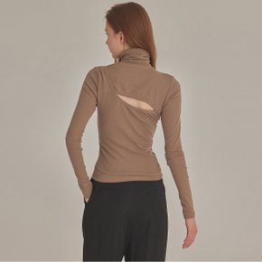 [TOPGIRL] RIBBED CUT-OUT BACK HIGH NECK TOP_T426TP113(CG)