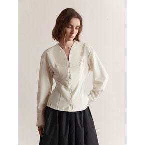 YY_V-neck french slim shirt