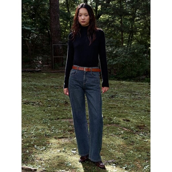 Vintage Washing Semi Wide Denim Pants  Blue (KE4821M54P)