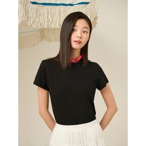 모달 혼방 슬림핏 반소매 티셔츠  블랙 (BF5442C085)