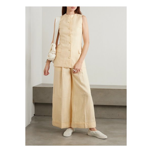 페이스풀 클로브 플리츠 리넨 와이드 팬츠 옐로 1647597360400220