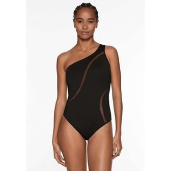 이스퀘어 4434835 OYSHO ASYMMETRIC - Swimsuit black