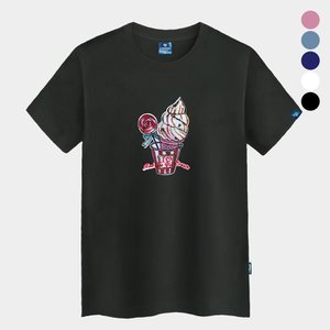 진마니아 아이스크림스팽글 자수 반팔티 남녀공용 빅사이즈 S~4XL 박스티 면티 커플티 단체티 티셔츠
