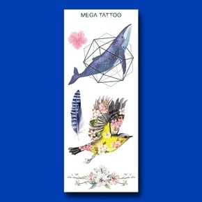 MEGA TATTOO MTS 13 - 꽃구름 타투스티커 헤나 문신 컬러 드로잉