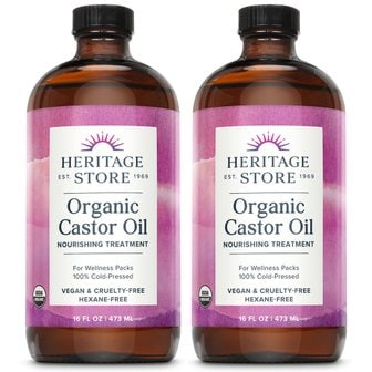  Heritage Store 헤리티지 스토어 유기농 피마자오일 캐스터오일 473ml 2개 Organic Castor Oil