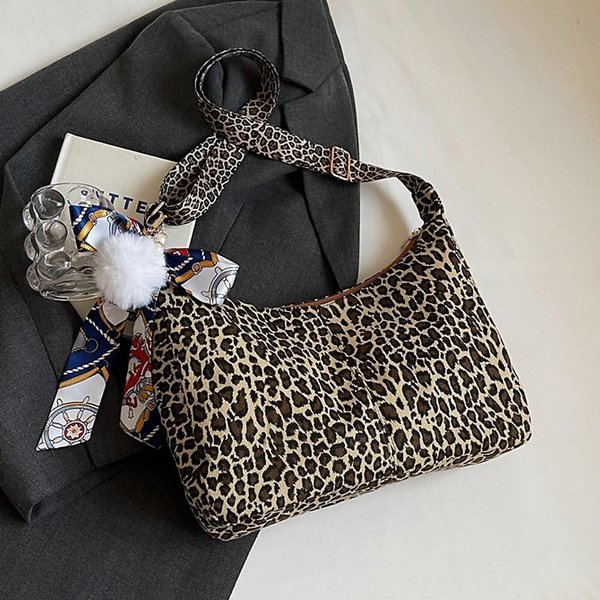 [옷자락] 여자 패션 호피 레오파드 미니 호보 크로스백 숄더백