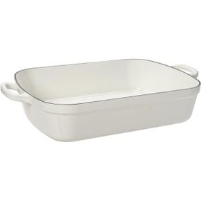 영국 르쿠르제 티팟 Le Creuset Signature Cast Iron Rectangular Roaster 5.25-Quart White 163