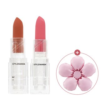 3CE SOFT MATTE LIPSTICK 소프트매트 립스틱 2개 [증정]큐브 파우치 미니_Black