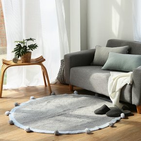 리틀폼폼 보송한 사계절 코튼파일 원형러그2color