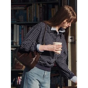 French Stripe Pique Top Navy