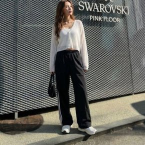 여자 루즈핏 와이드핏 밴딩 스트링 데일리 팬츠