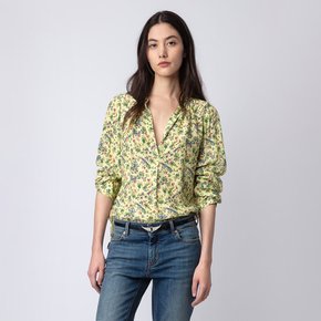 새틴 블라우스 Tchin Satin Flower Blouse ZE4SFCTSH025Z46