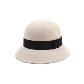 Black Line Wool Ivory Cloche Hat 울페도라