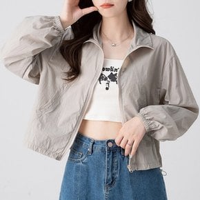 여성 간절기 바람막이 점퍼 스트링 자켓 크롭 숏점퍼 윈드브레이커