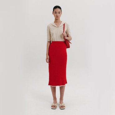 EENK Straight Knit Skirt - Red