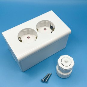 2구 콘센트 조립용 간편 세트(콘센트+PVC노출박스+이도피스+CD커넥터)