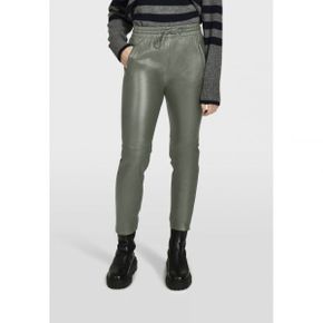 3787831 Oakwood GIFT METAL - Leather trousers dark green