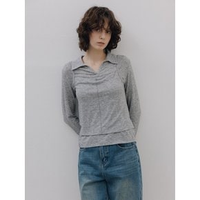 Collar-Neck Layered Jersey Set (2color)