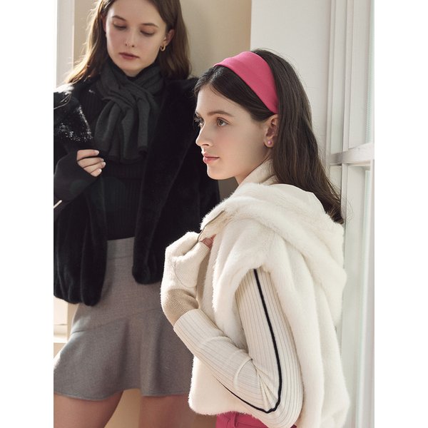 [LDFUV83IV] 니트 배색 핸드 워머 IVORY