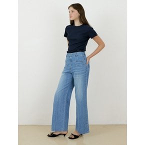 24 summer Rohan ziper semi wide pants_Light blue