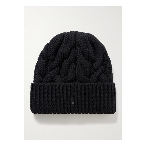 몽클레어 아플리케 케이블 니트 울 비니 블랙 46376663162845208